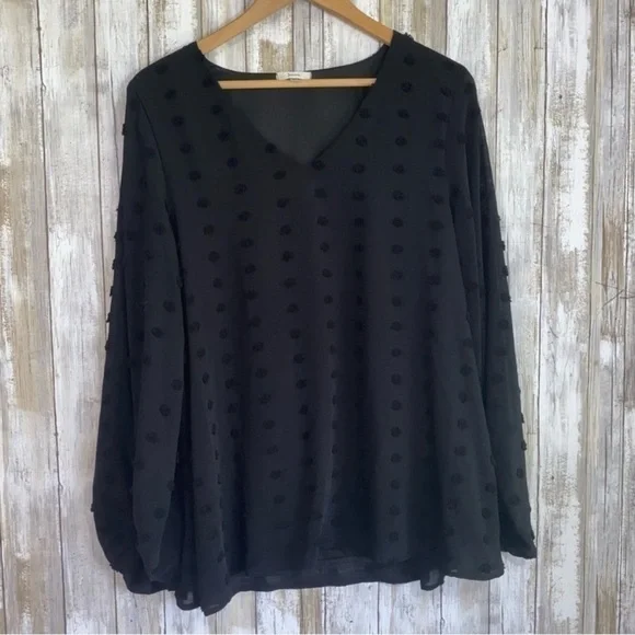 Jodifl Black Ikat Balloon Sleeve Blouse - Picture 2 of 6